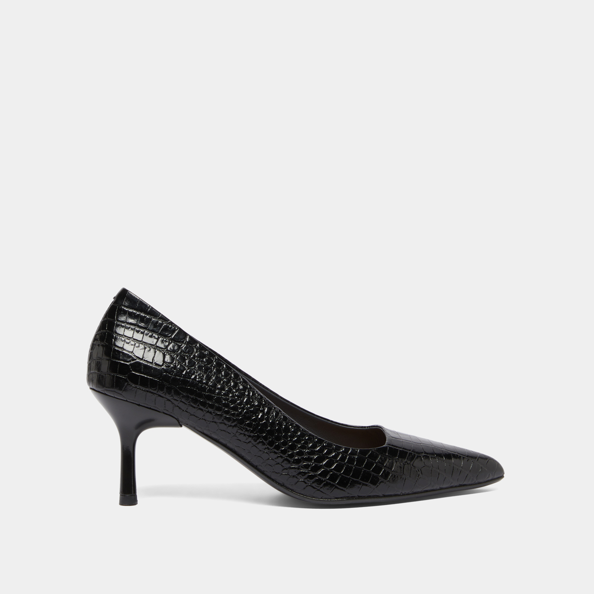 Escarpins à bouts pointus in black reptile leather | DUNDEE