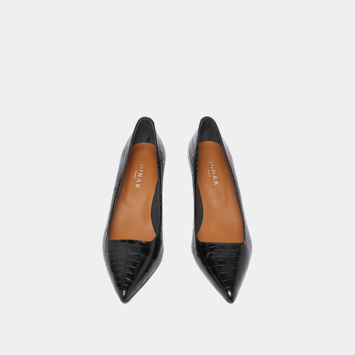 Escarpins à bouts pointus in black reptile leather | DUNDEE