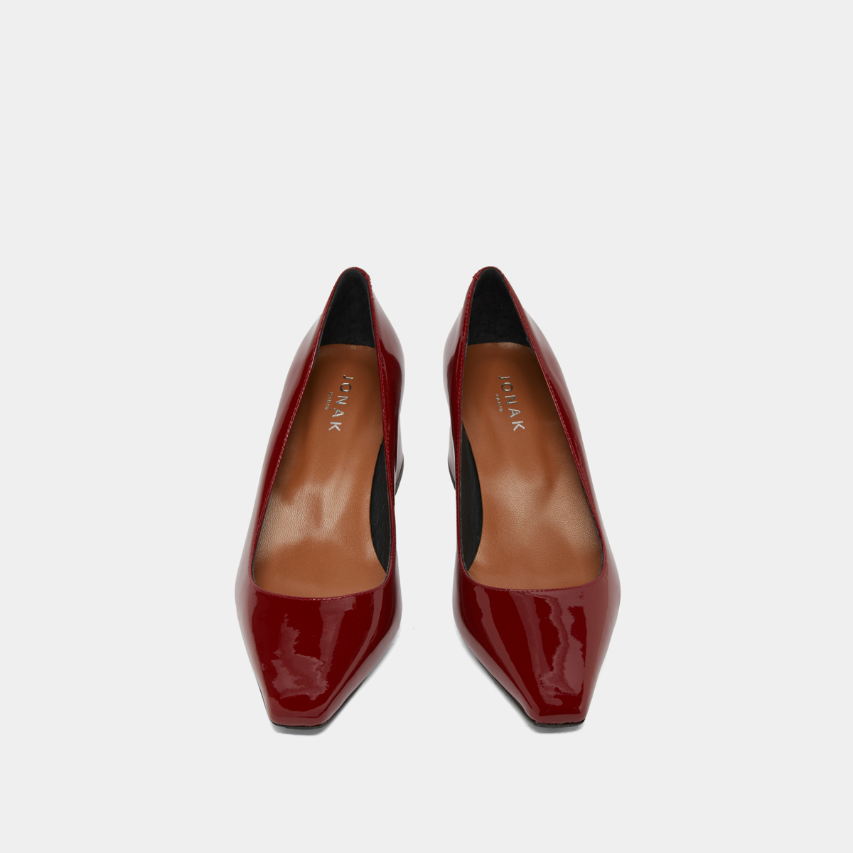 Escarpins à talons recouverts in carmine red patent | DULINA