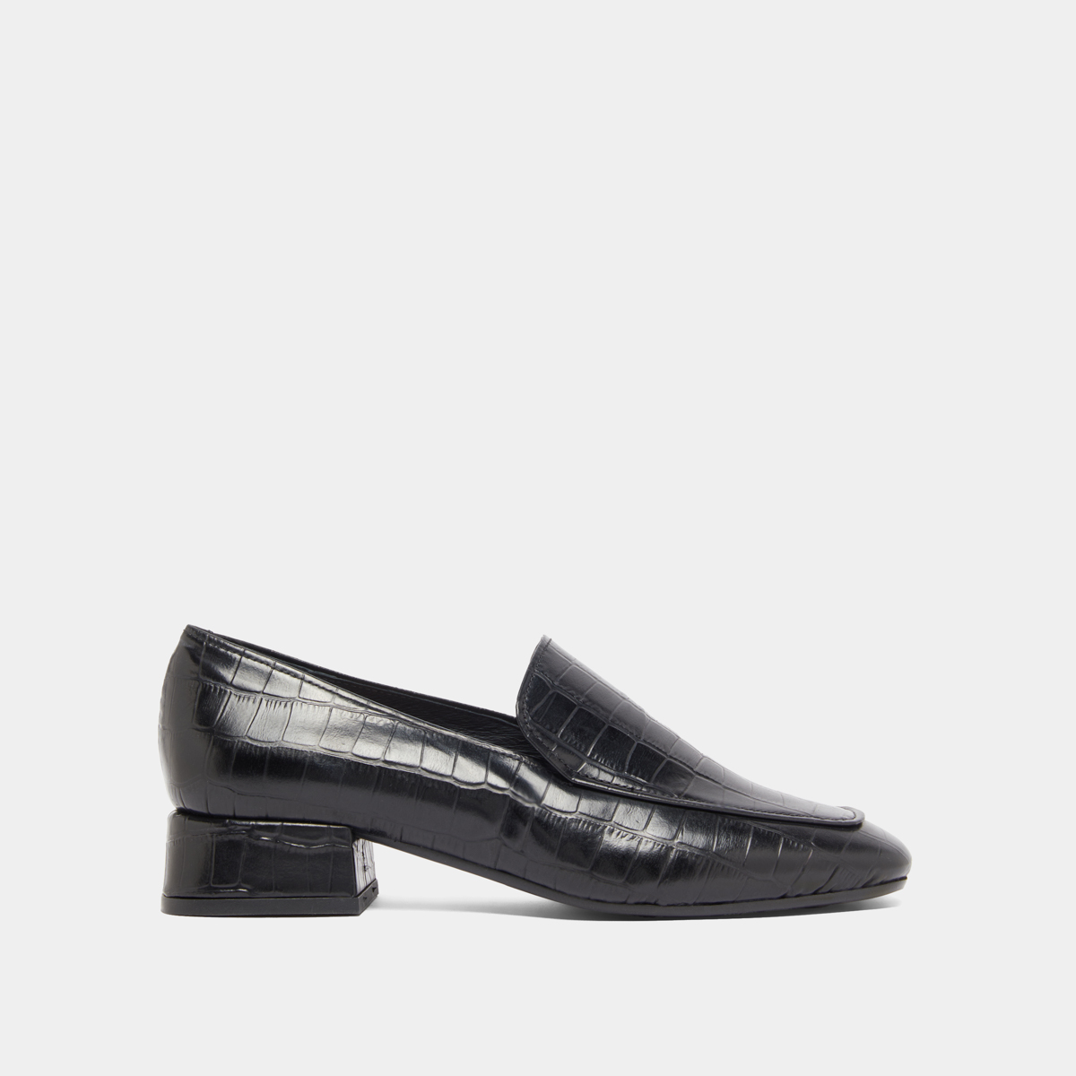 Mocassins à bouts arrondis in black reptile leather | DYNAMIC