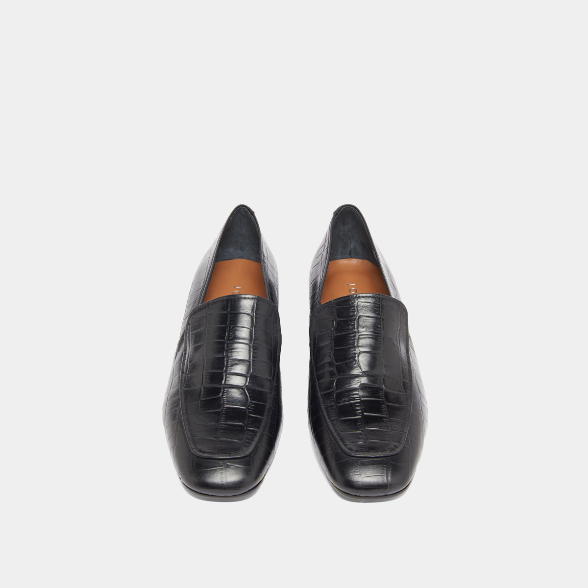 Mocassins à bouts arrondis in black reptile leather | DYNAMIC