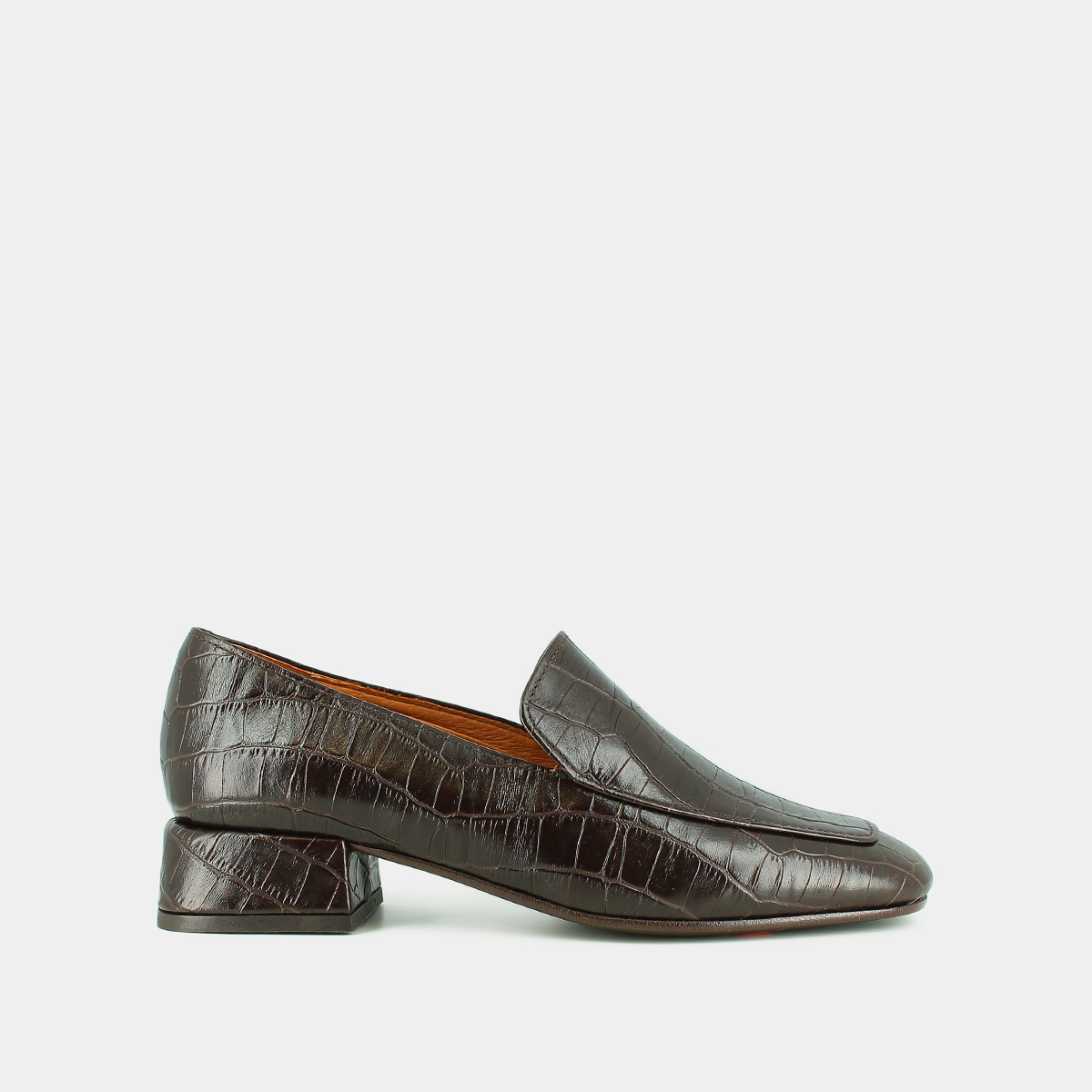 Mocassins à bouts arrondis in brown reptile leather | DYNAMIC