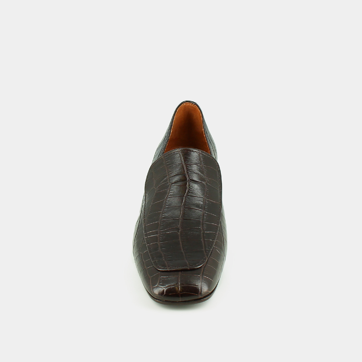 Mocassins à bouts arrondis in brown reptile leather | DYNAMIC