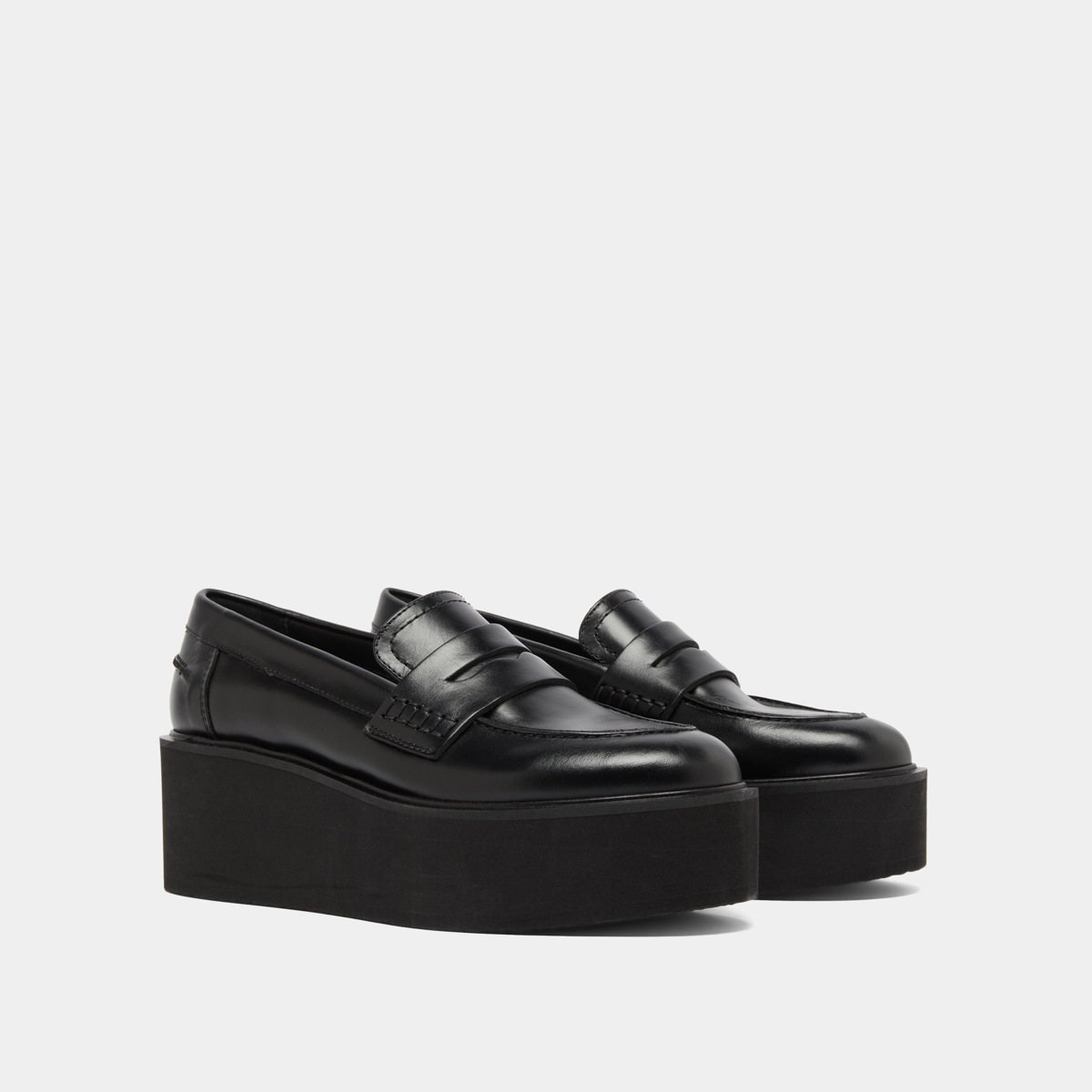 Mocassins compensés in black leather | ANJA