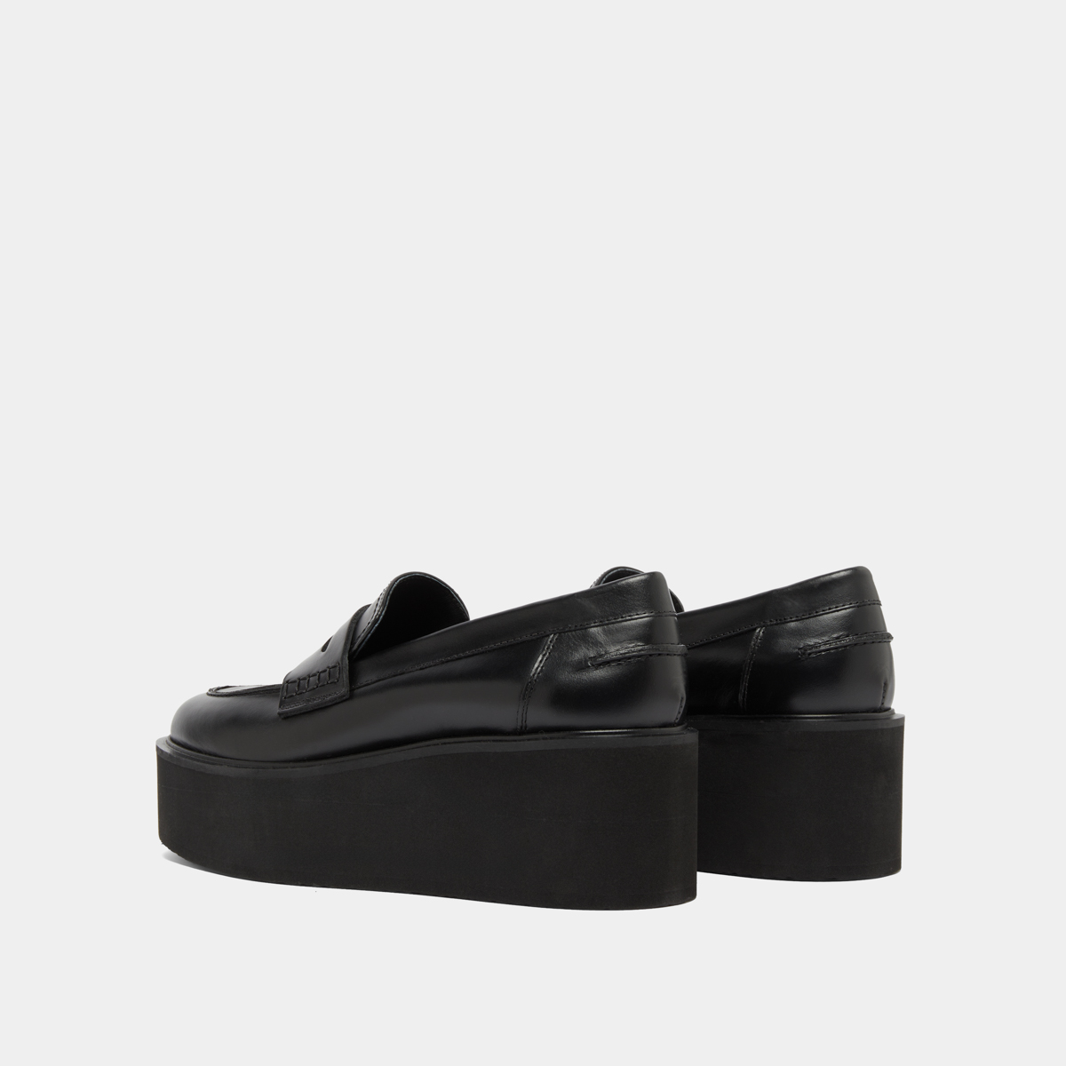 Mocassins compensés in black leather | ANJA