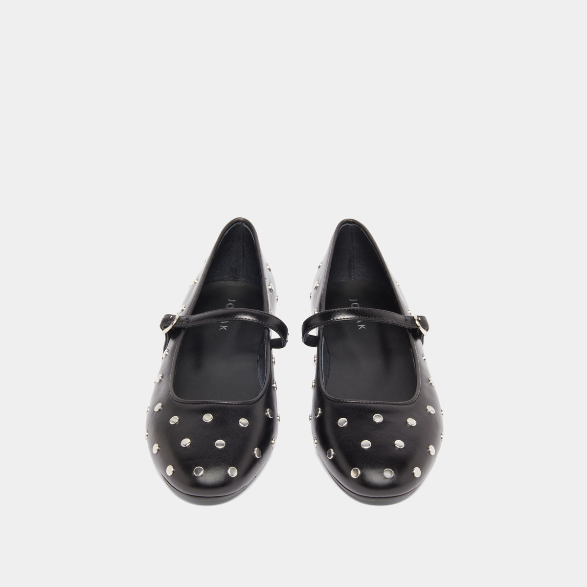 Ballet flats with straps in black leather | DANAELLE