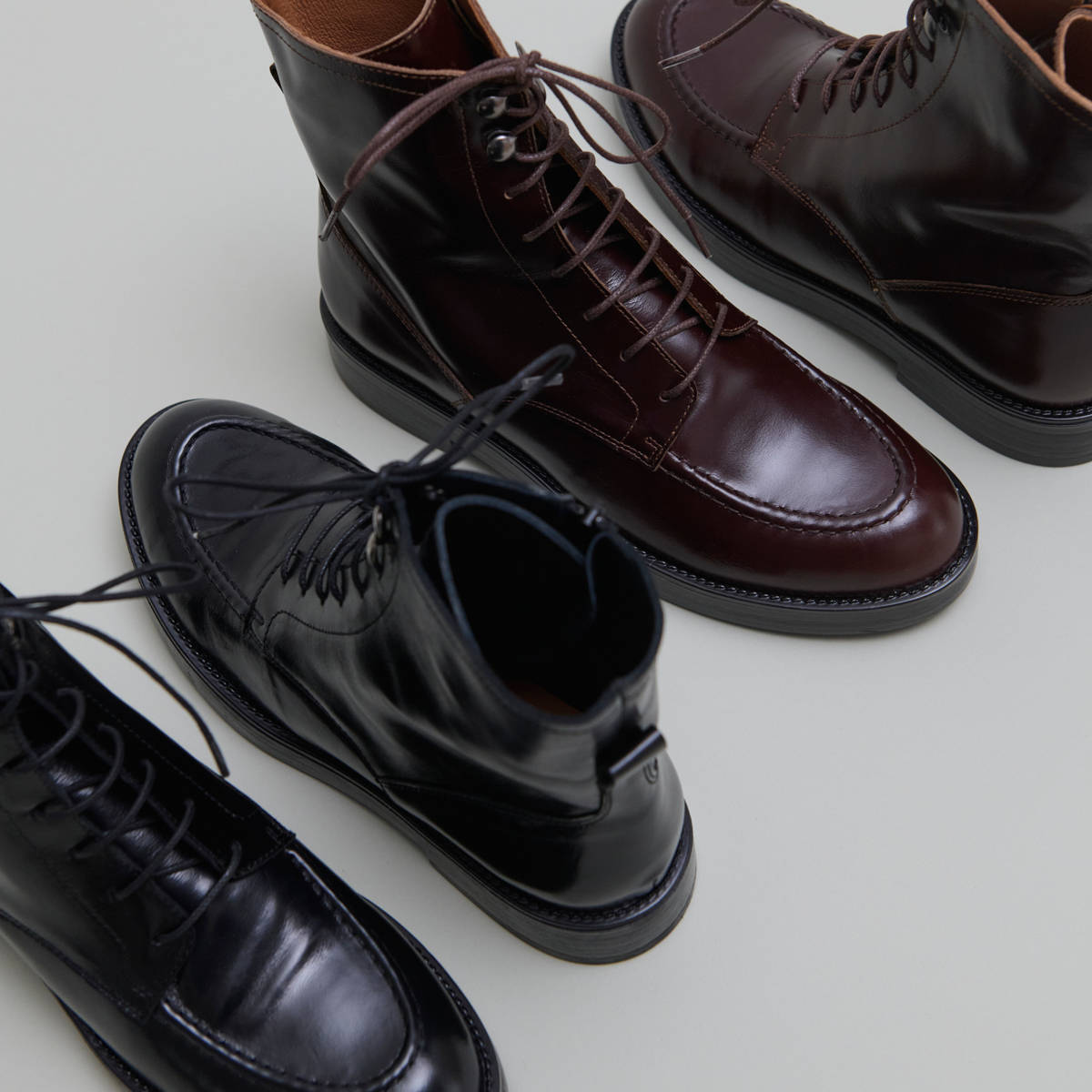Boots &agrave; lacets in brown leather | ALIDA