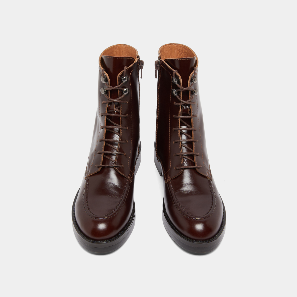Boots &agrave; lacets in brown leather | ALIDA
