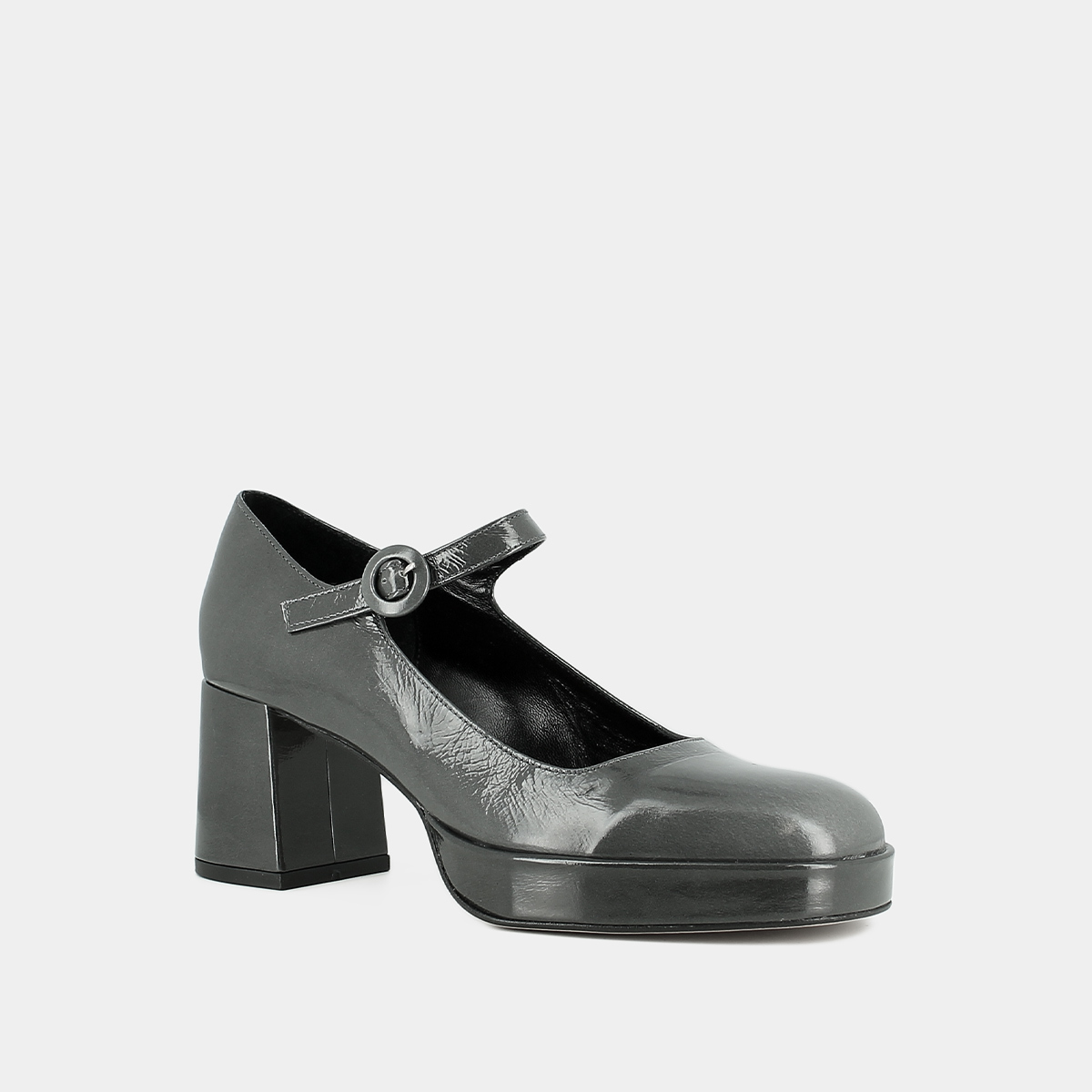 Babies à talons et brides uniques in gray shiny leather | VUELO