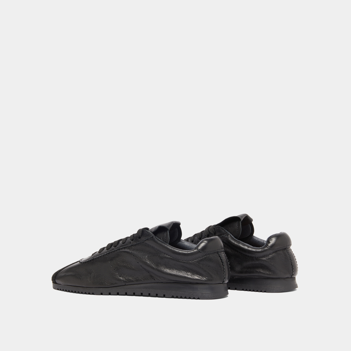 Lace-up sneakers in black suede and black leather | DABON