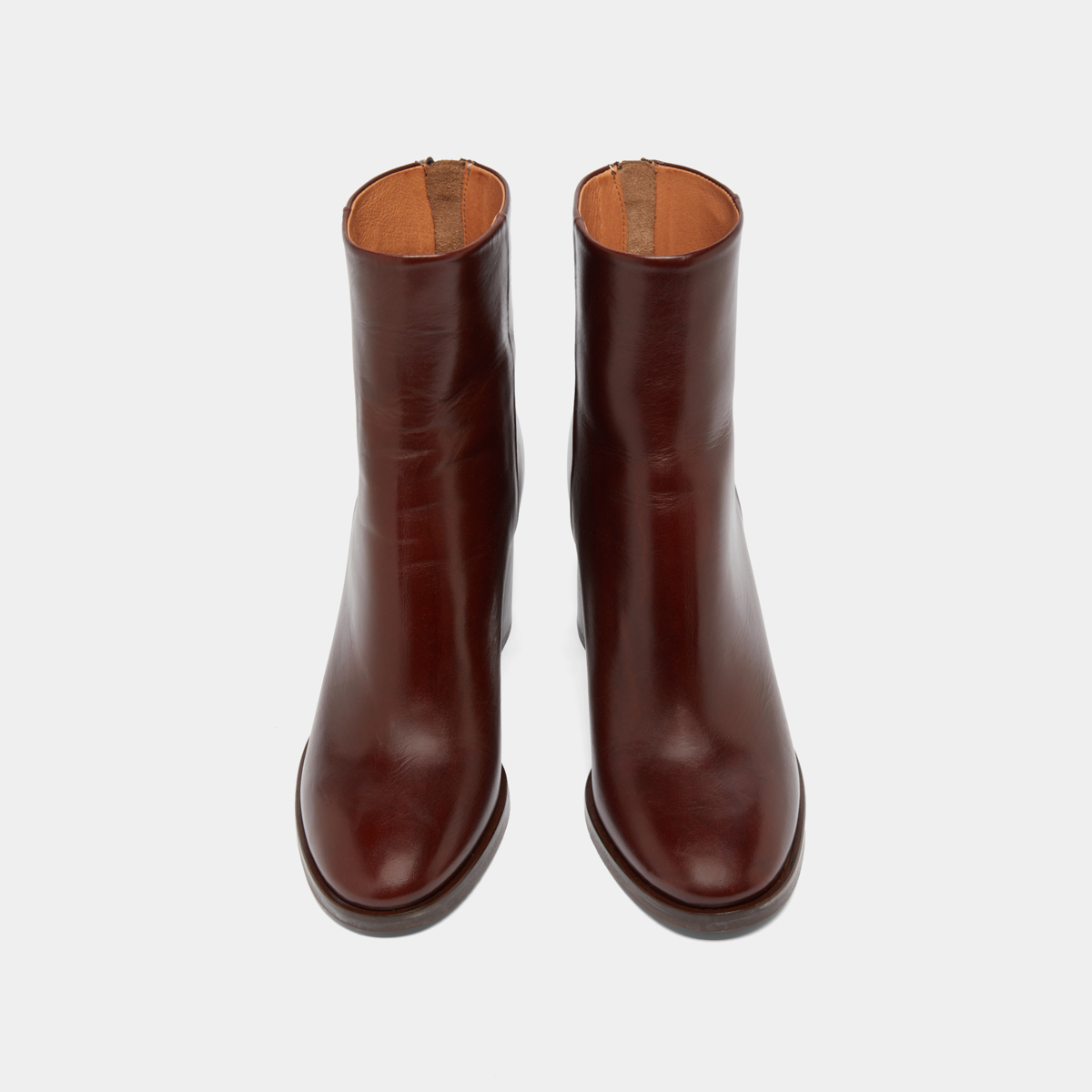 Helled ankle boots in brown patinated leather | DEEP