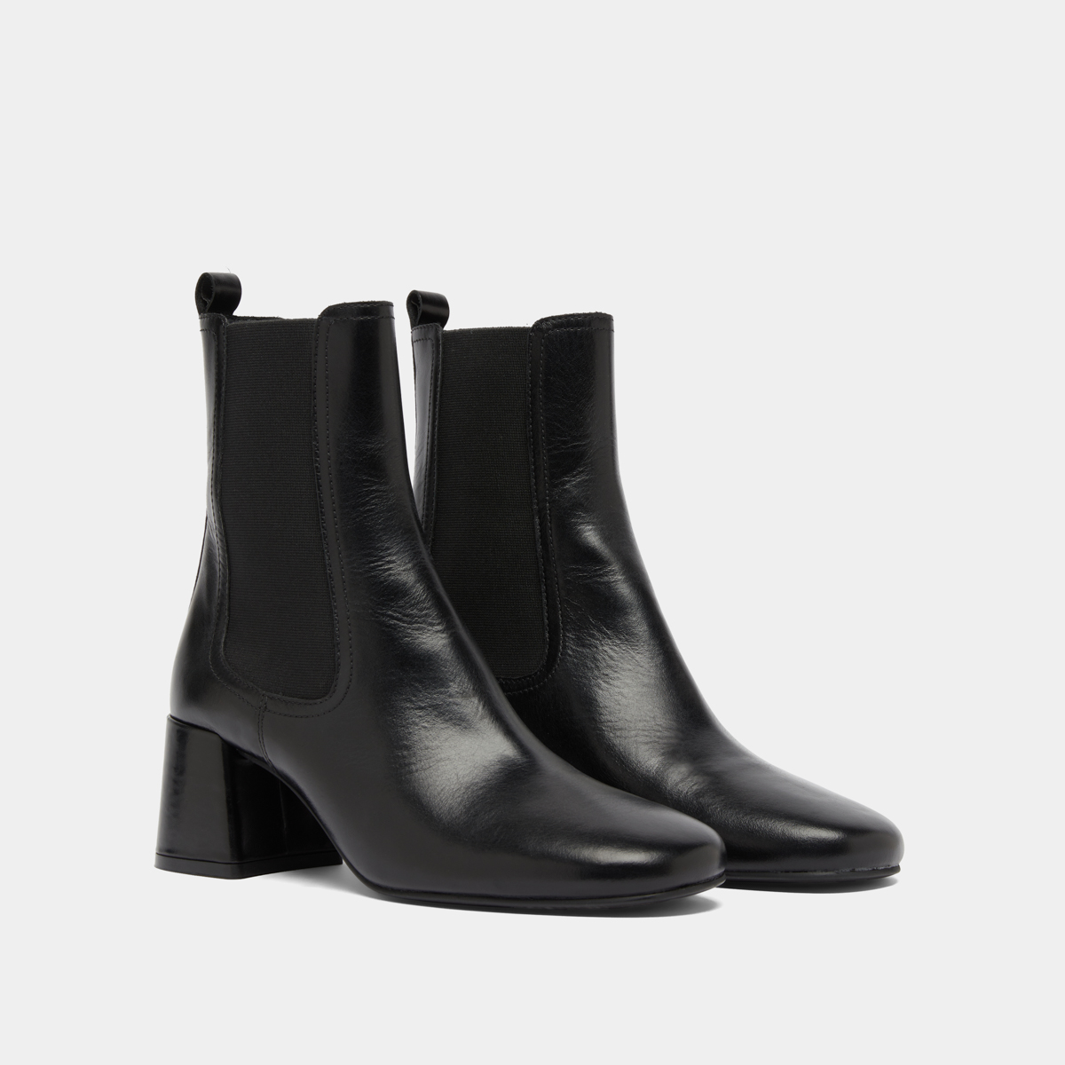 Bottines à talons et élastiques in black leather | DENON