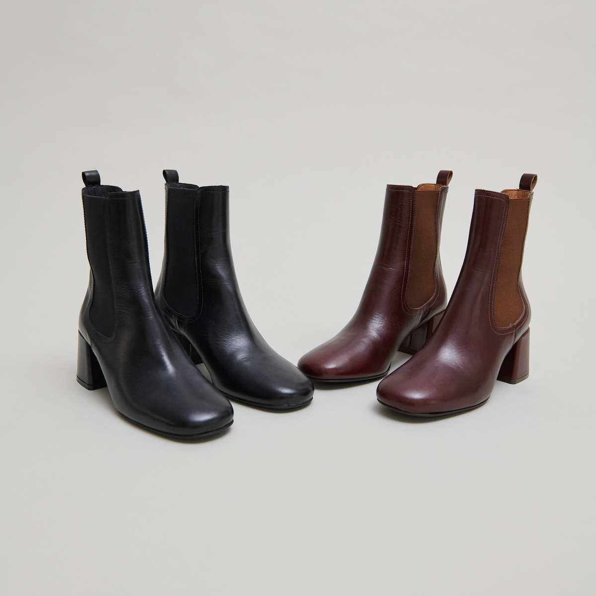 Bottines à talons et élastiques in black leather | DENON