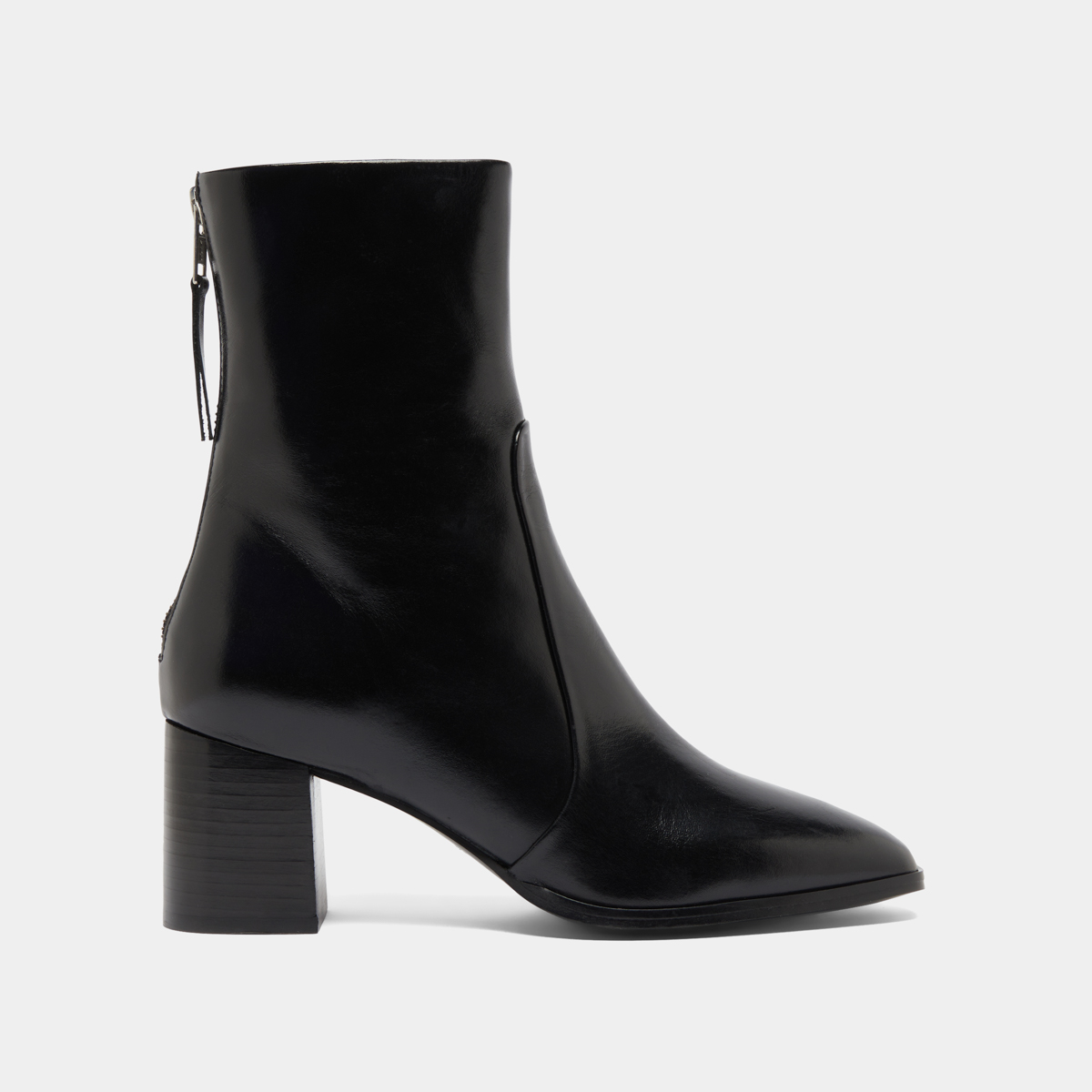 Bottines avec fermeture éclair arrière in black leather | DETRAS