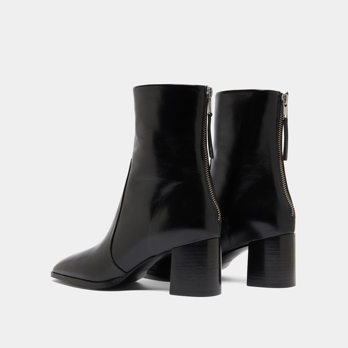 Bottines avec fermeture éclair arrière in black leather | DETRAS