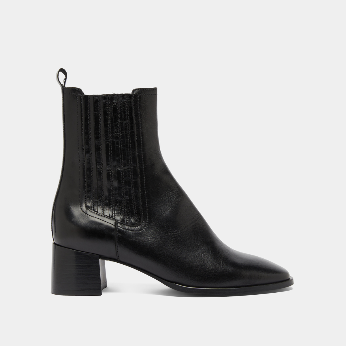 Bottines à fronces in black leather | DINGO