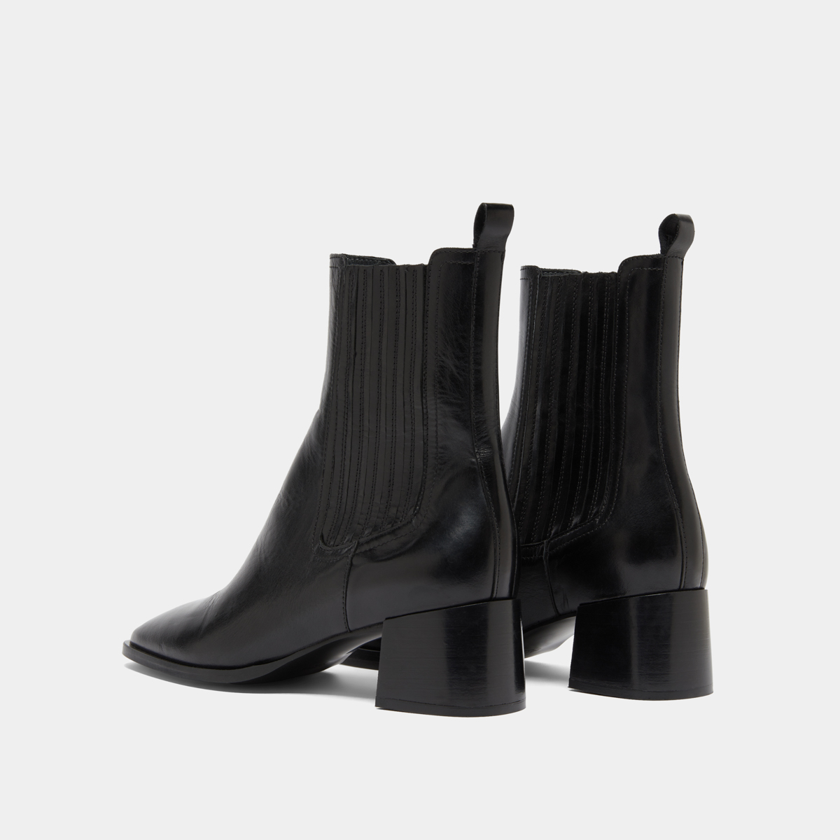 Bottines à fronces in black leather | DINGO