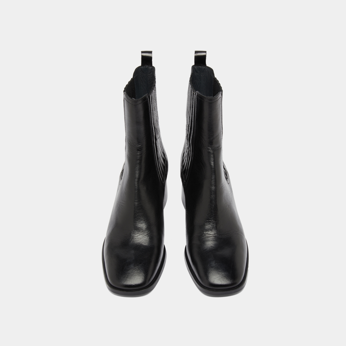 Bottines à fronces in black leather | DINGO