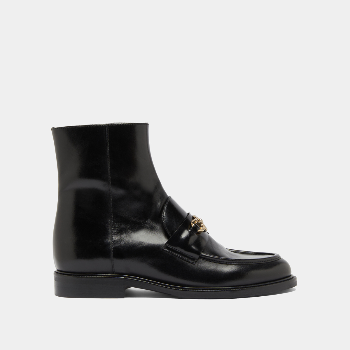 Boots à mors dorés in black leather | DIVOK