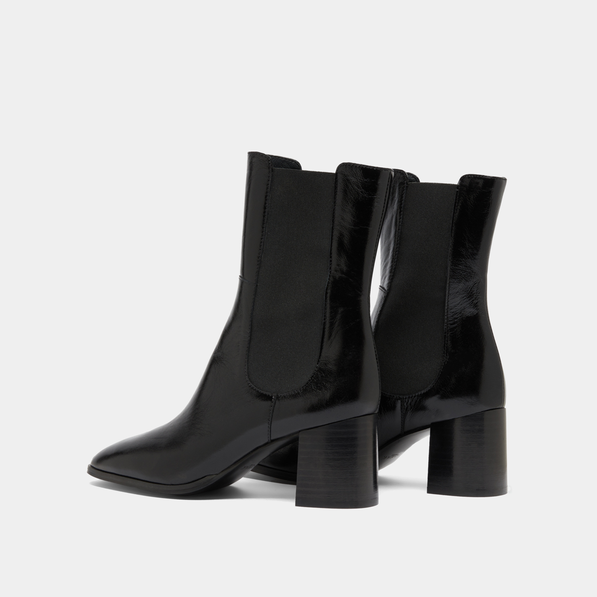 Bottines à élastiques in black shiny leather | DUCHA