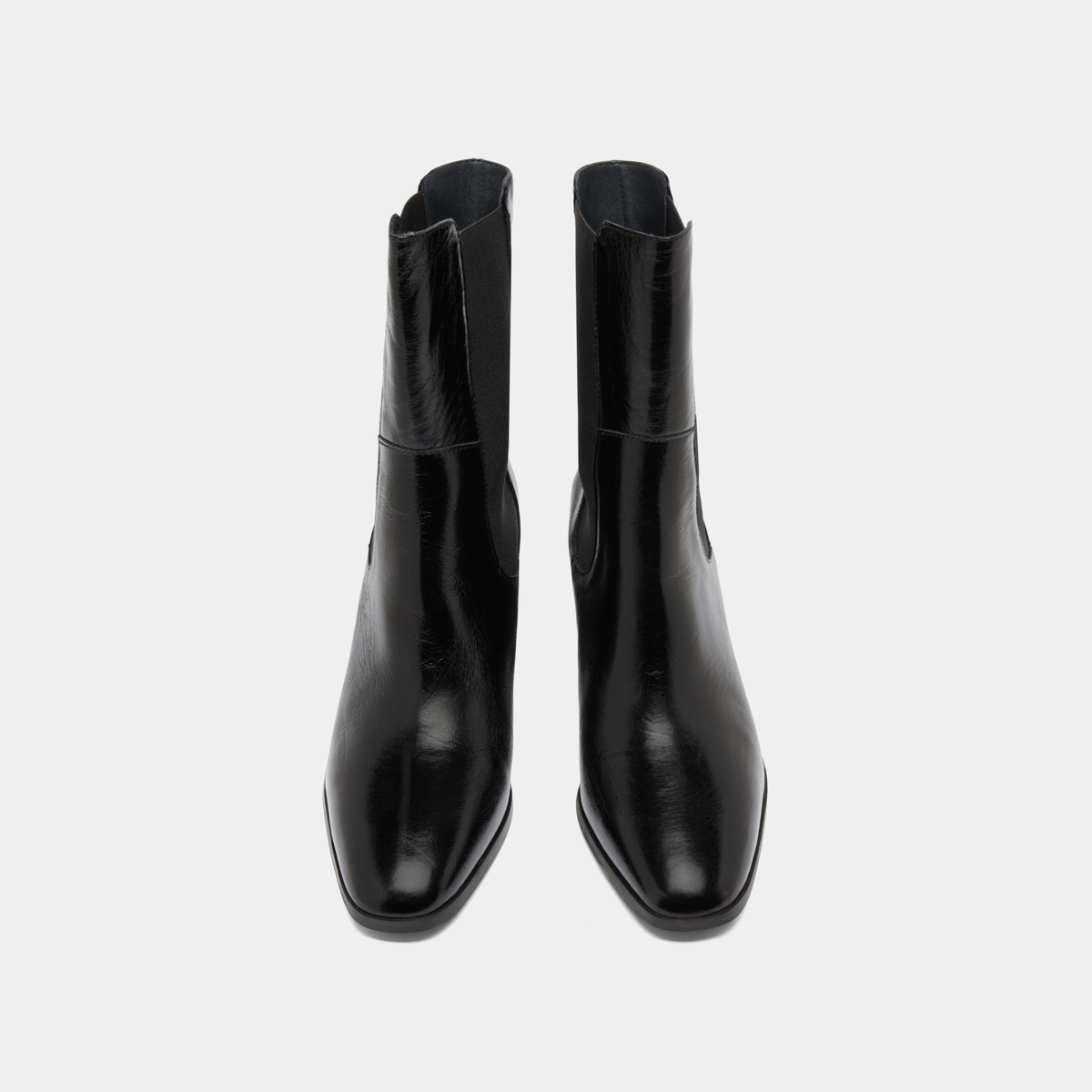Bottines à élastiques in black shiny leather | DUCHA