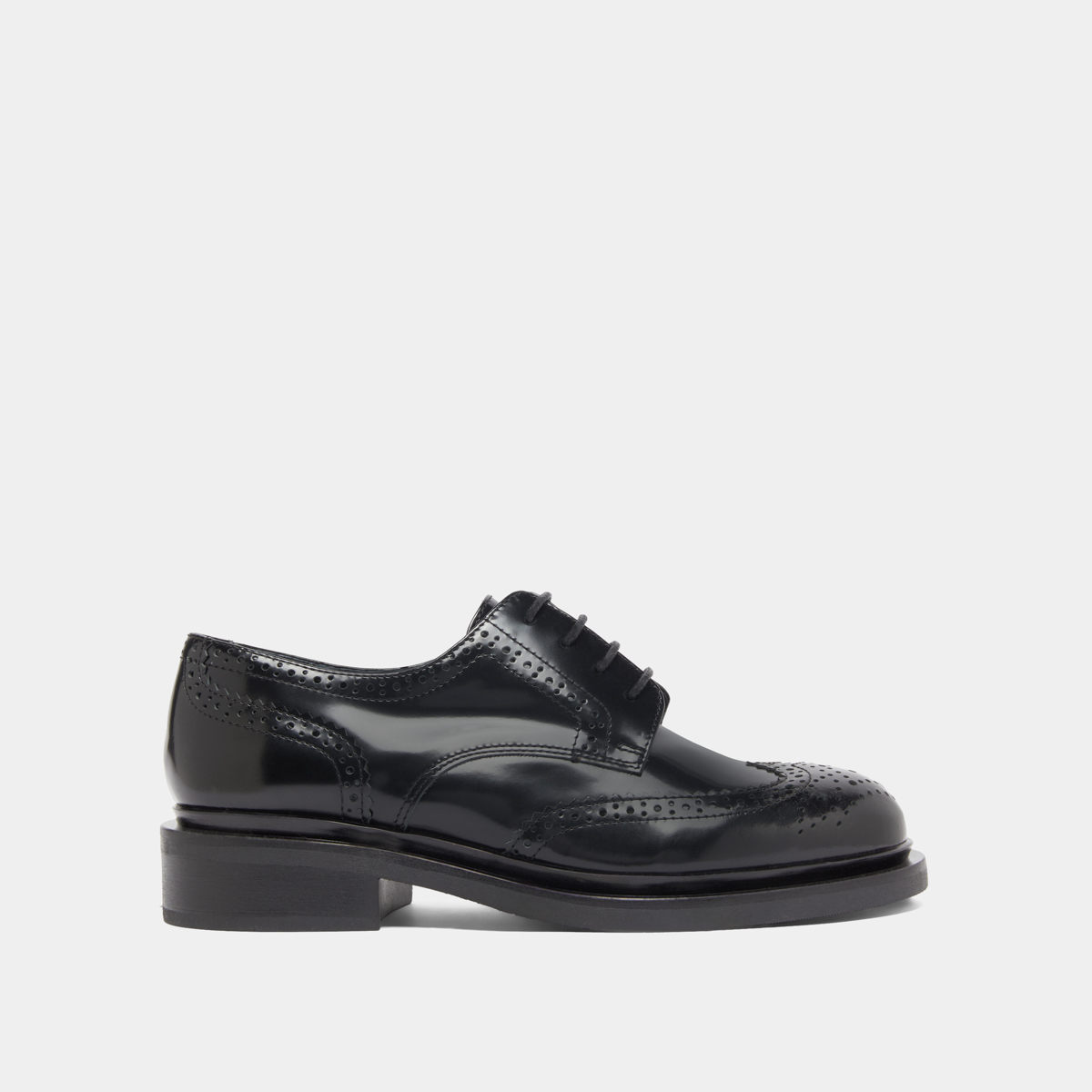 Derbies ajourées in black glazed leather | DUERMO