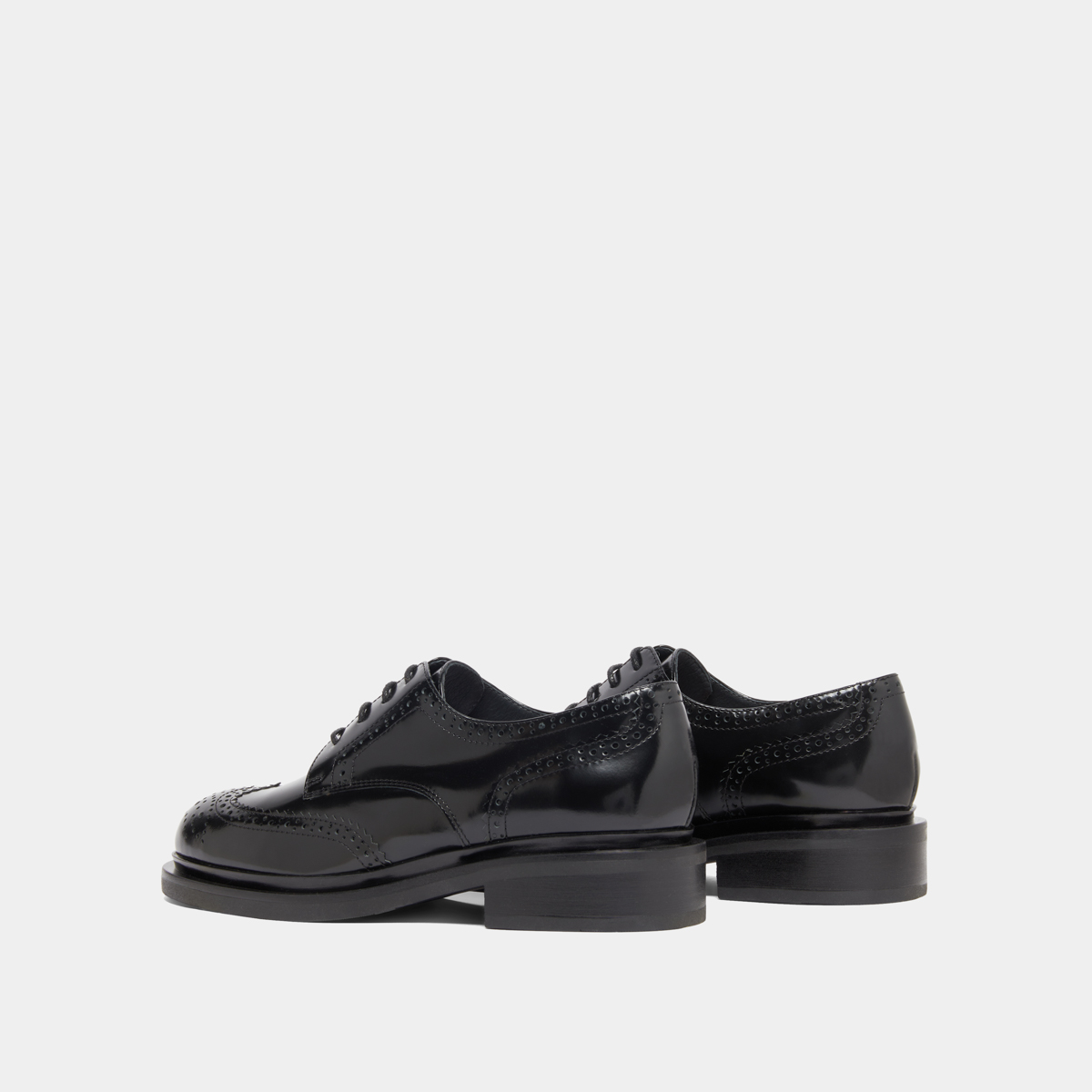 Derbies ajourées in black glazed leather | DUERMO