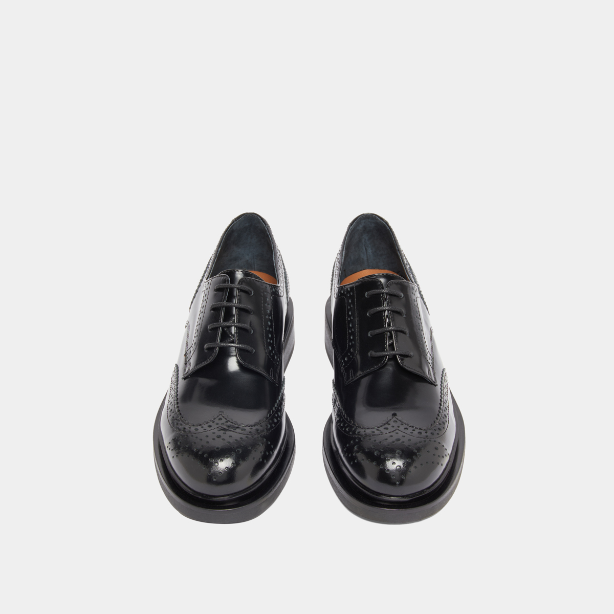 Derbies ajourées in black glazed leather | DUERMO