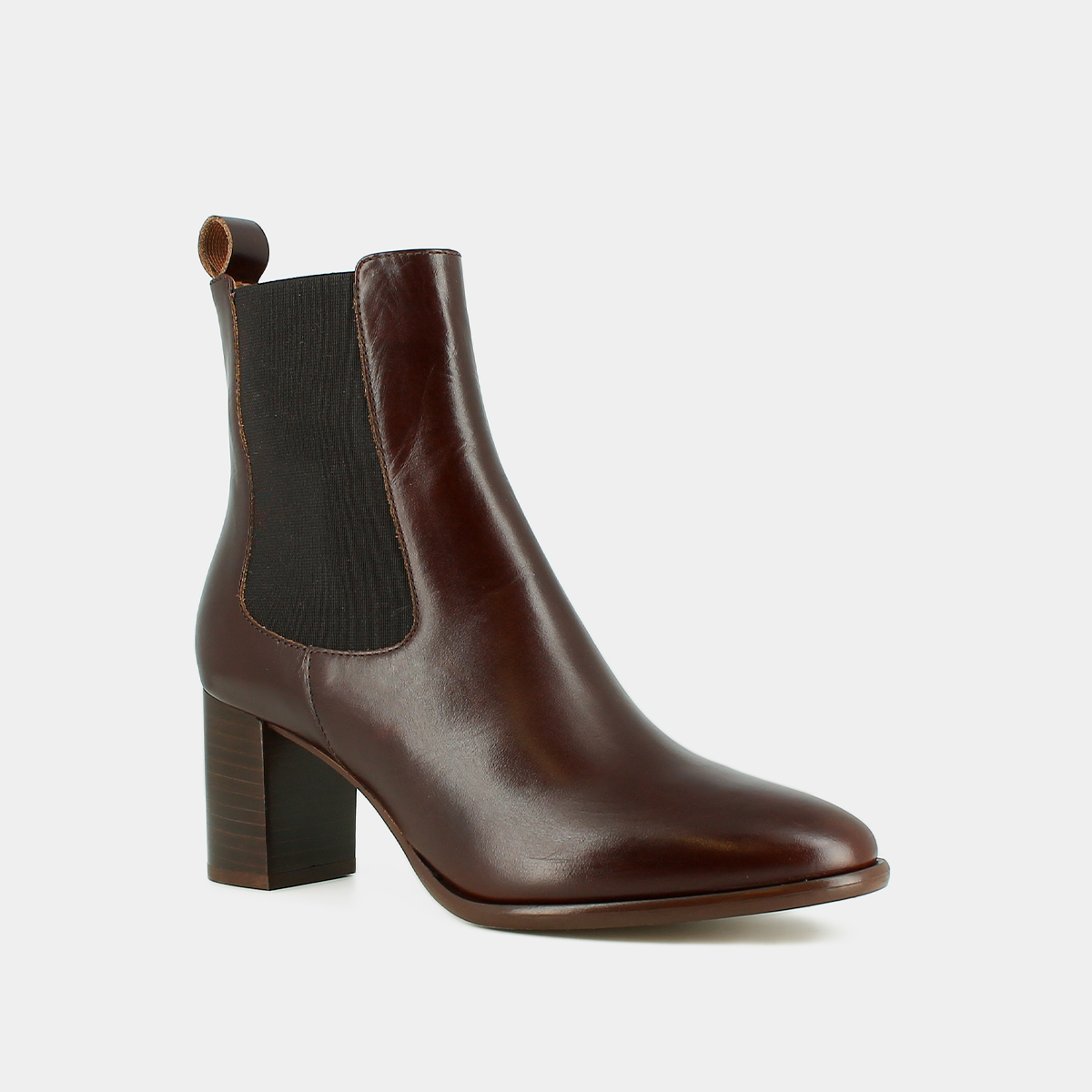 Bottines à talons et élastiques in brown supple leather | DEVIN