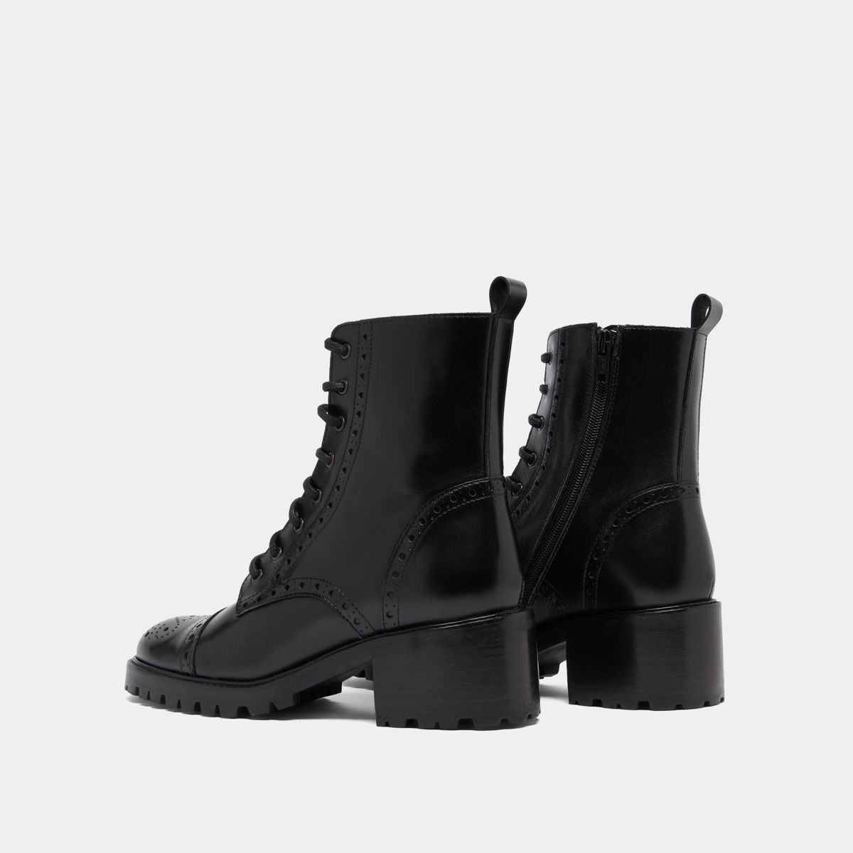 Boots à lacets et à talons in black leather | ANDERS
