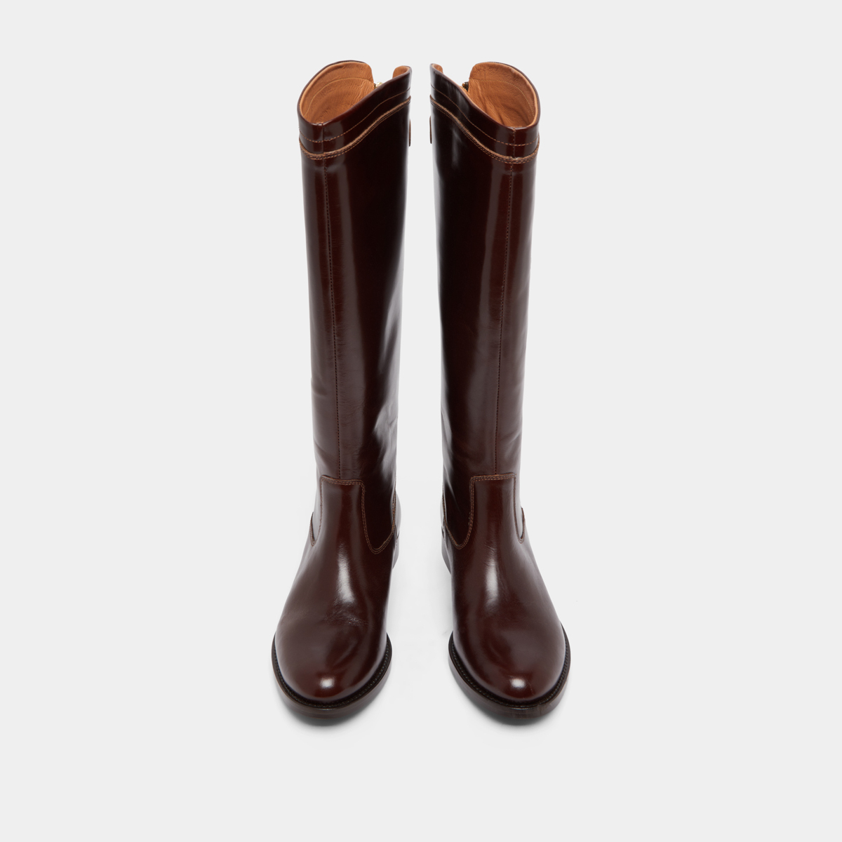 Bottes à fermetures éclairs arrières in brown leather | AUROS