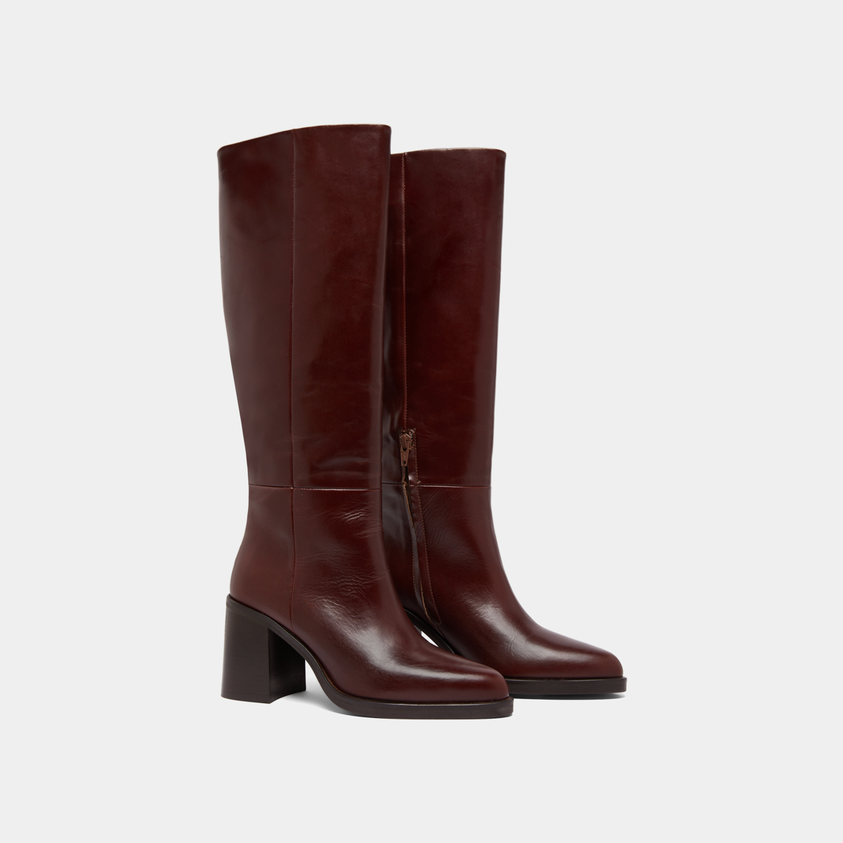 Boots with laminated heels in brown leather | DICKINSON