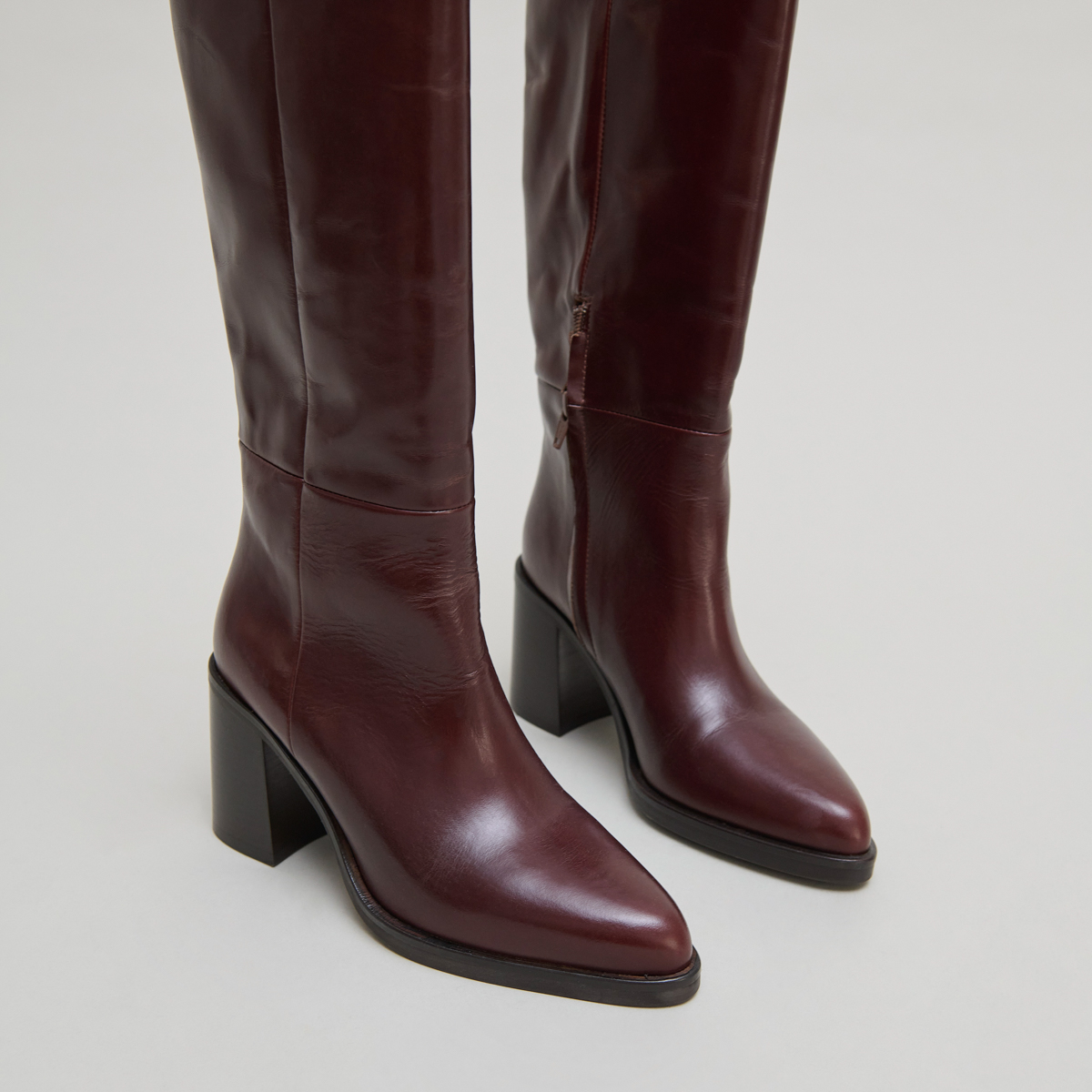 Boots with laminated heels in brown leather | DICKINSON