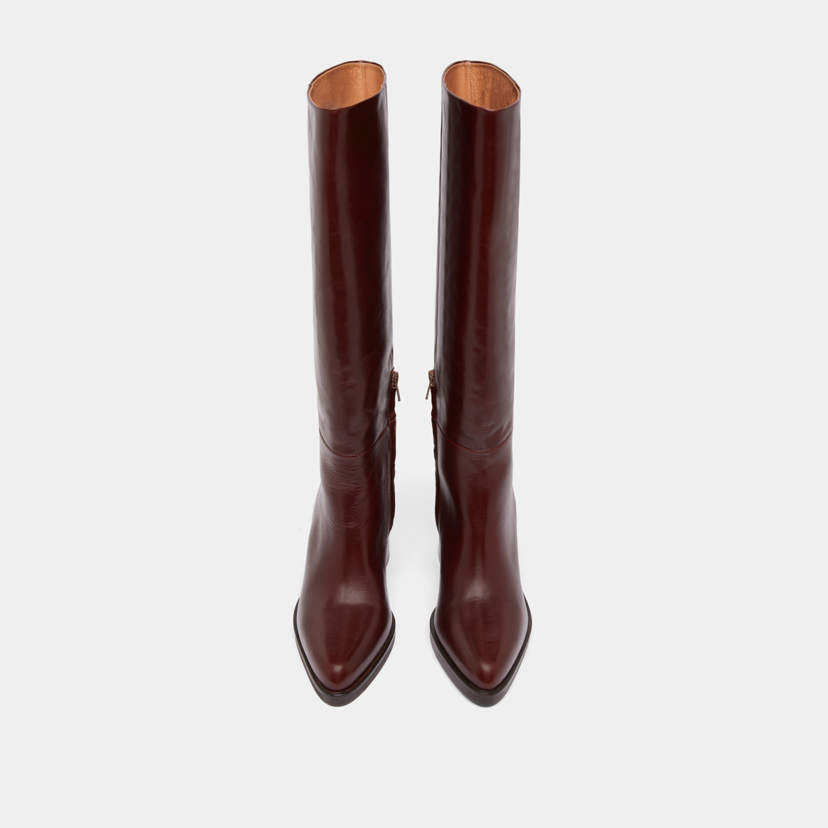 Boots with laminated heels in brown leather | DICKINSON