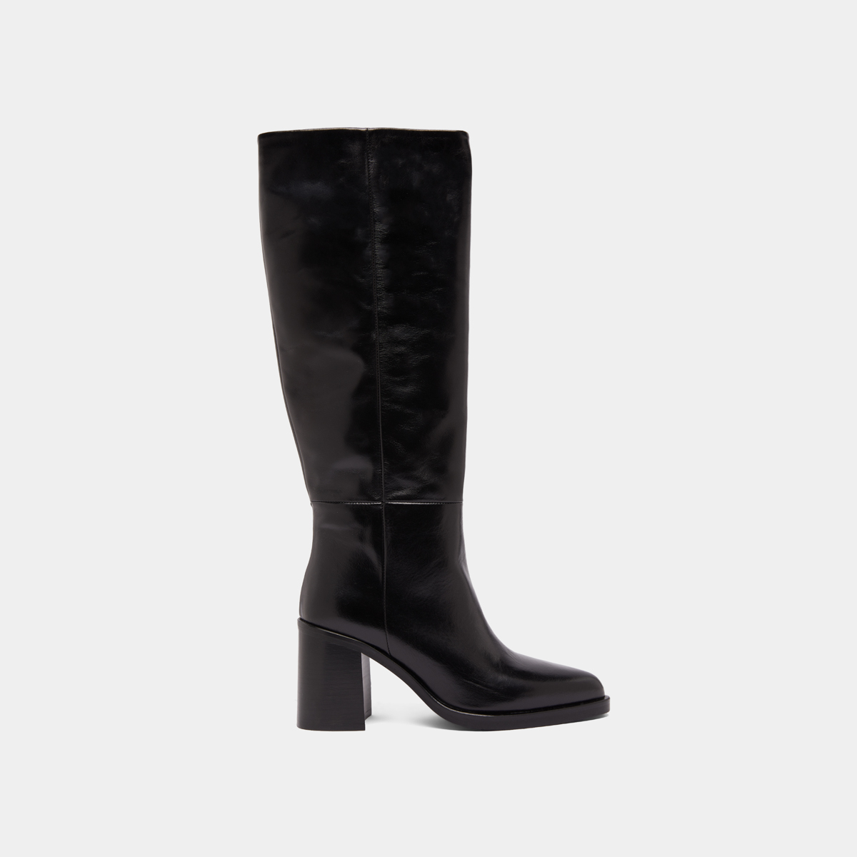 Boots with laminated heels in black leather | DICKINSON