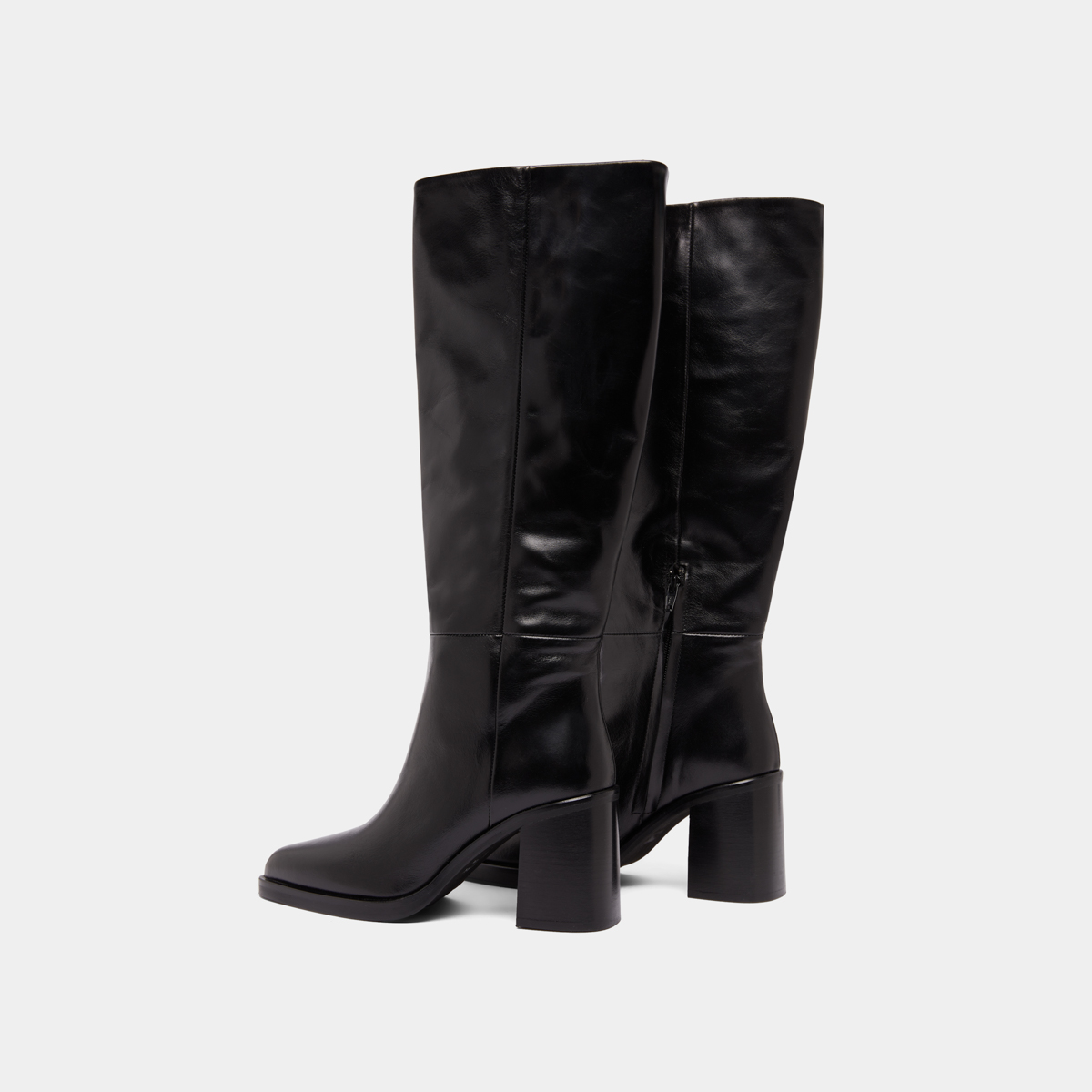 Boots with laminated heels in black leather | DICKINSON