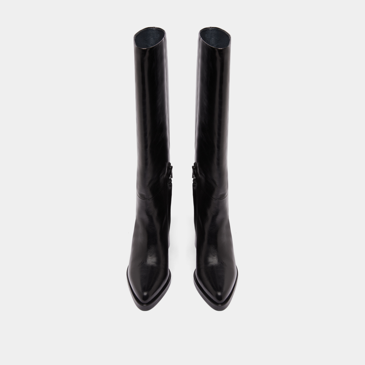 Boots with laminated heels in black leather | DICKINSON