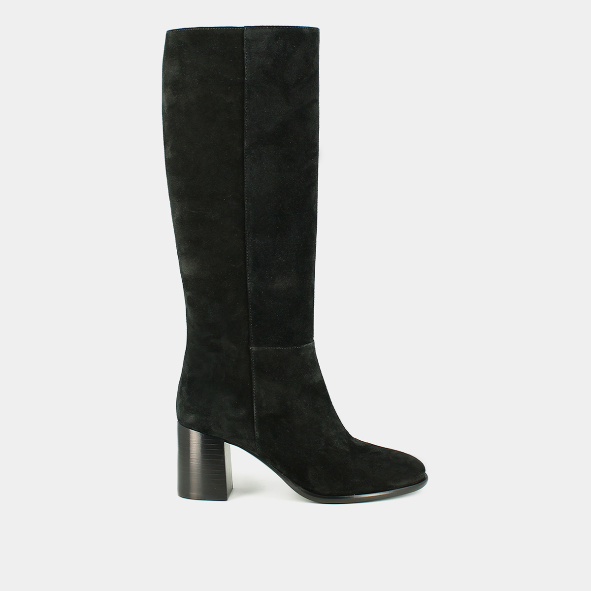 Bottes à talons et bouts ronds in black suede | DILIA