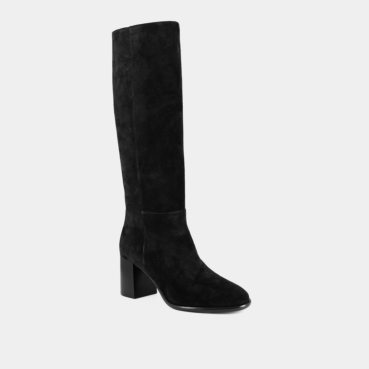Bottes à talons et bouts ronds in black suede | DILIA
