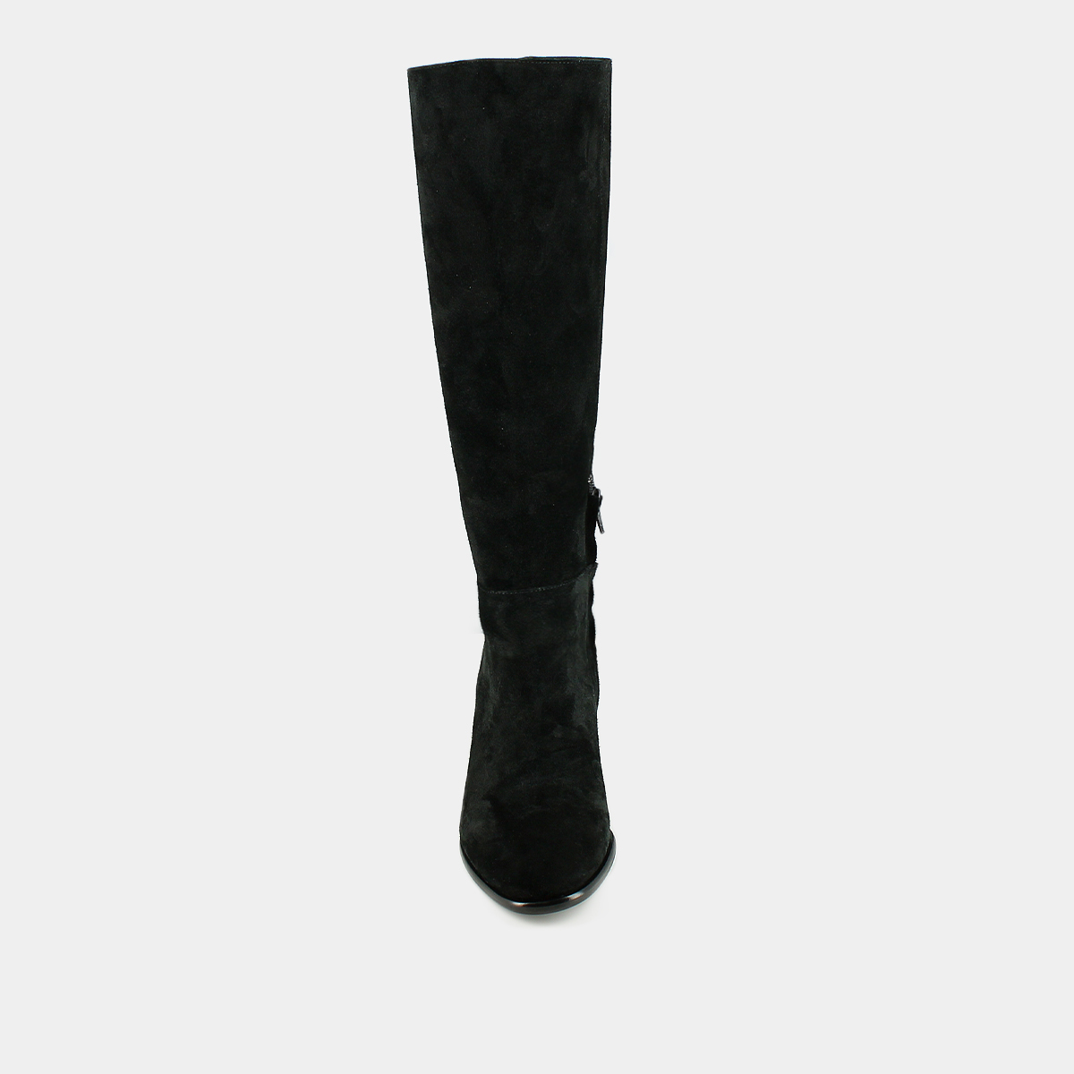 Bottes à talons et bouts ronds in black suede | DILIA