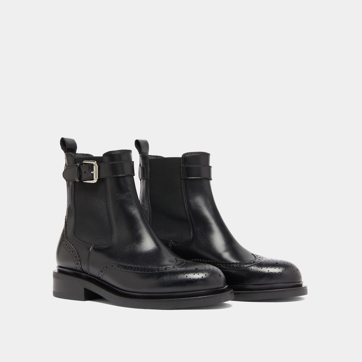 Boots à boucles in black leather | DOUBY