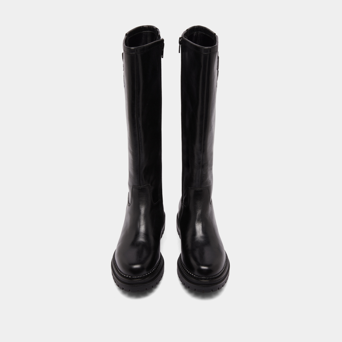Bottes hautes à semelles crantées et bou... in black leather | ADALIA