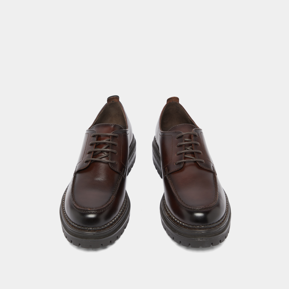 Derbies à semelles crantées in red-brown leather | ADALOU
