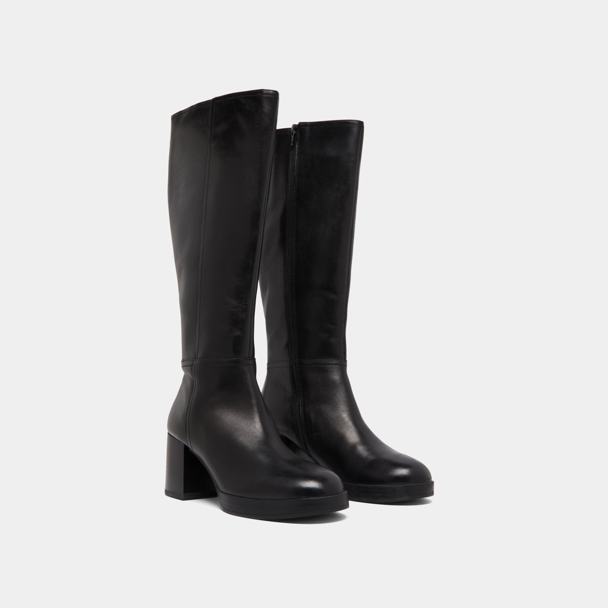 Bottes à talons in black leather | ANELIA