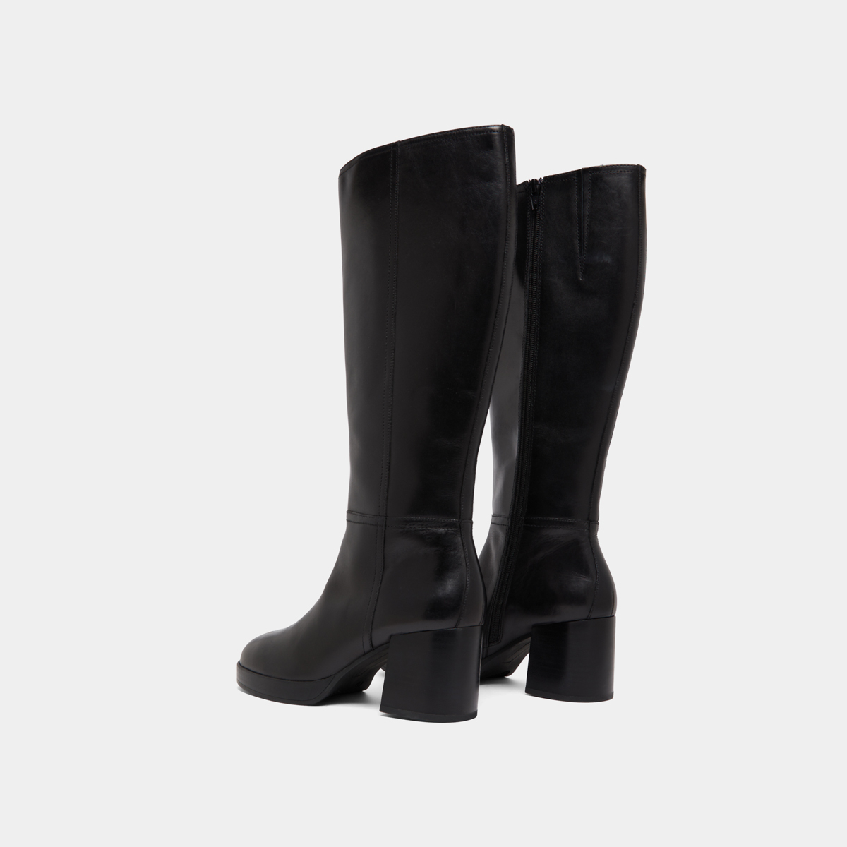 Bottes à talons in black leather | ANELIA