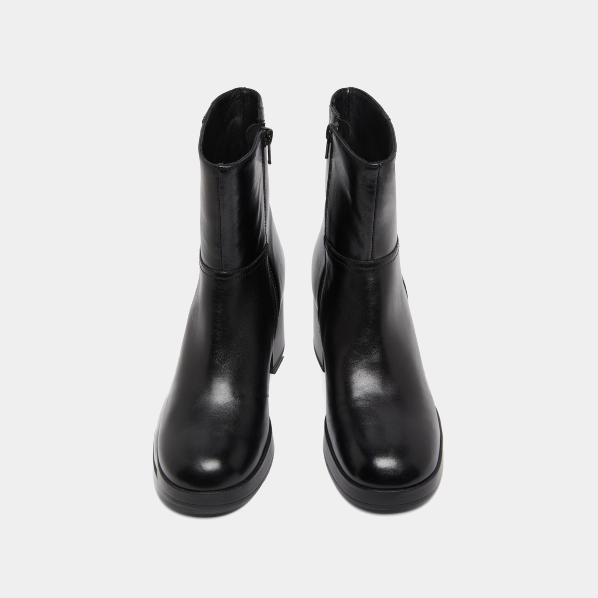 Bottines à talons flare in black leather | ANELLE