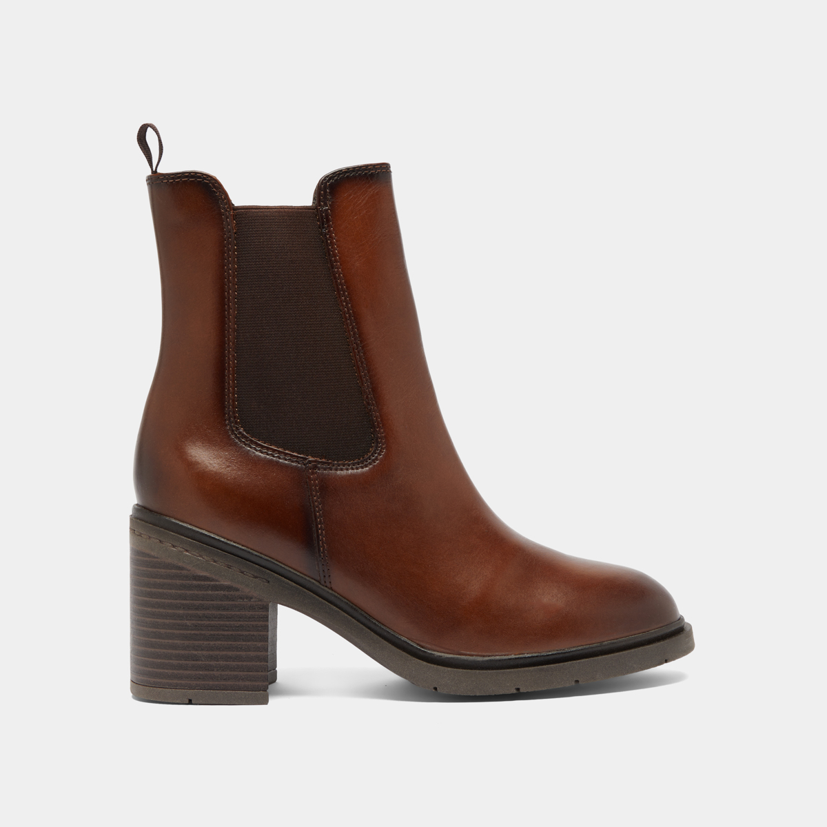 Bottines à élastiques et bouts arrondis.... in cognac leather | ATILA