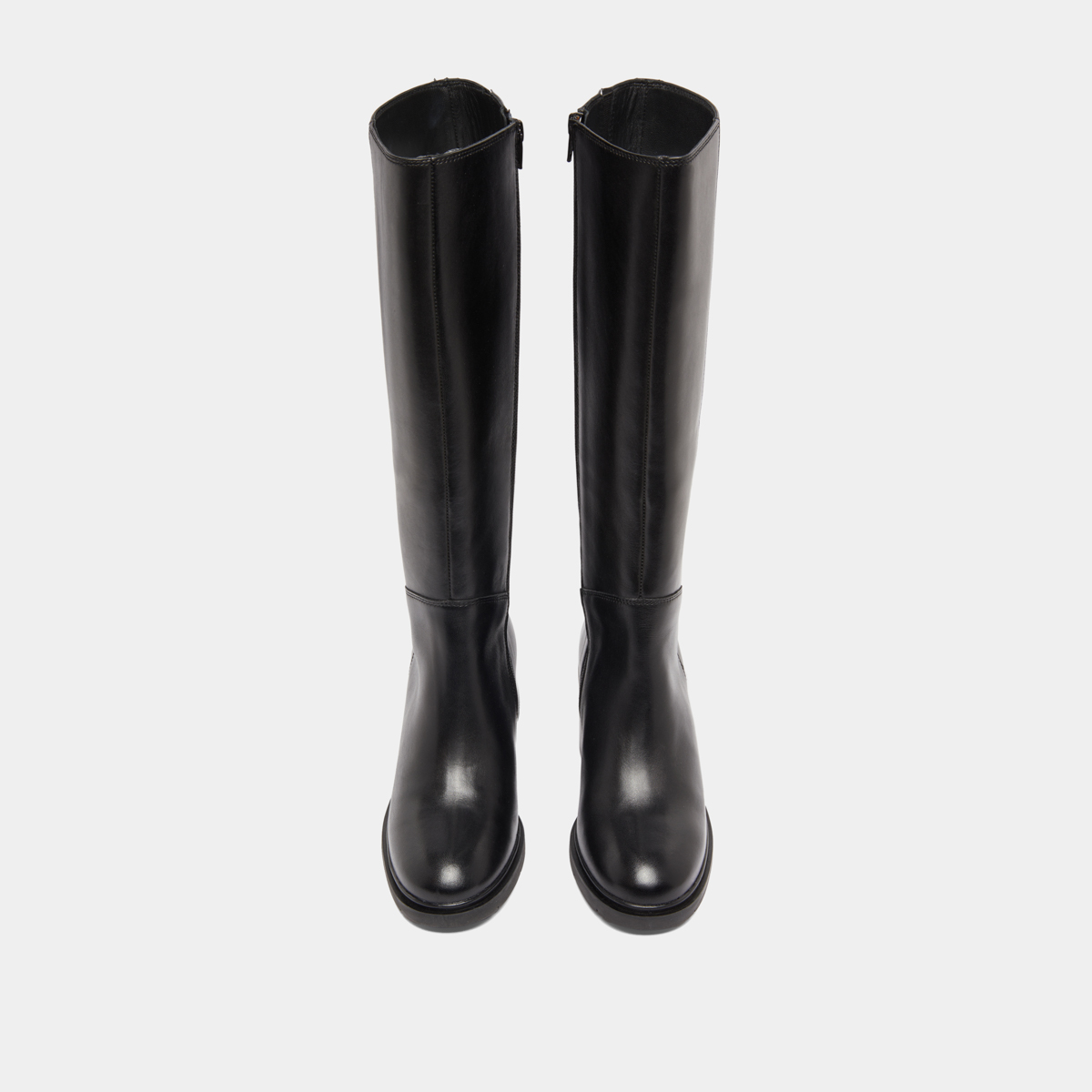 Bottes à talons et à bouts ronds in black leather | ATILUS