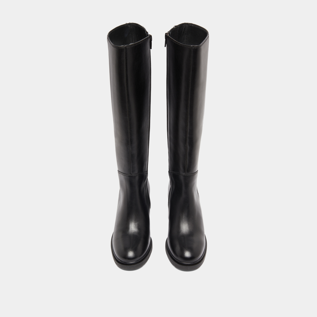 Bottes à talons et à bouts ronds in black leather | ATILUS
