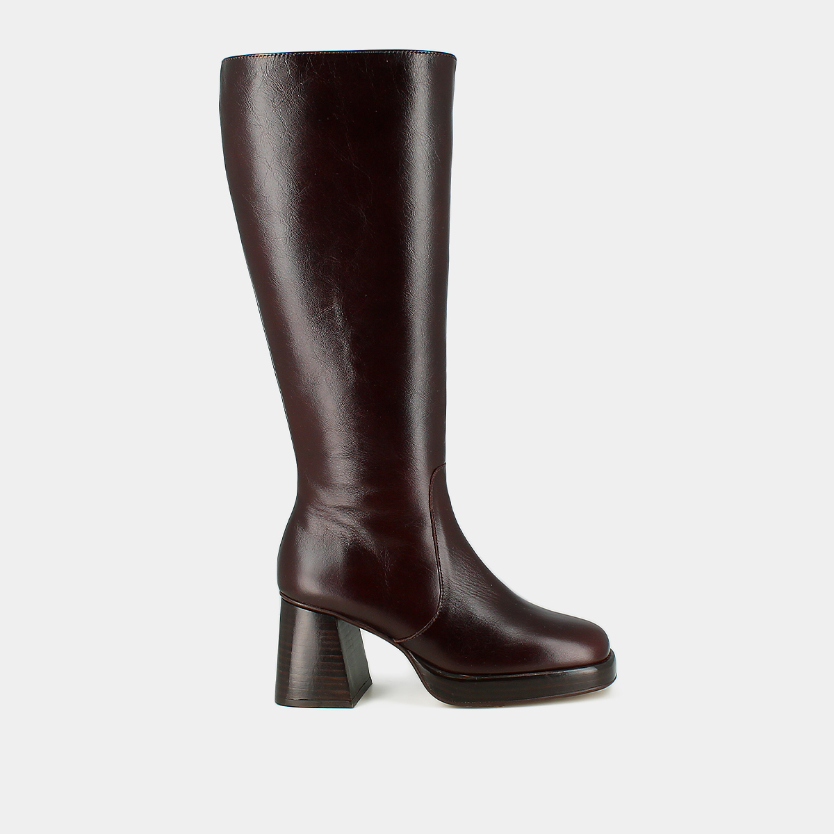 Platform boots in chocolate distressed leather calf size M | BETINA
